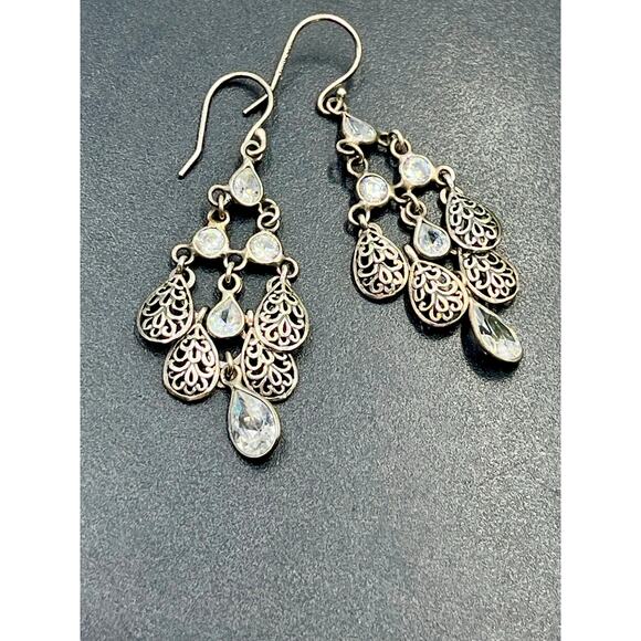 Silpada Vintage W2795 Sterling Silver 925 Cascading Chandelier CZ Earrings - Picture 7 of 8